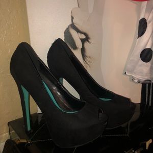 Breckelles Shoes - Black and Mint Studded Peep Toe Breckelles Breckelles Shoes - Black and Mint Studded Peep Toe Breckelles